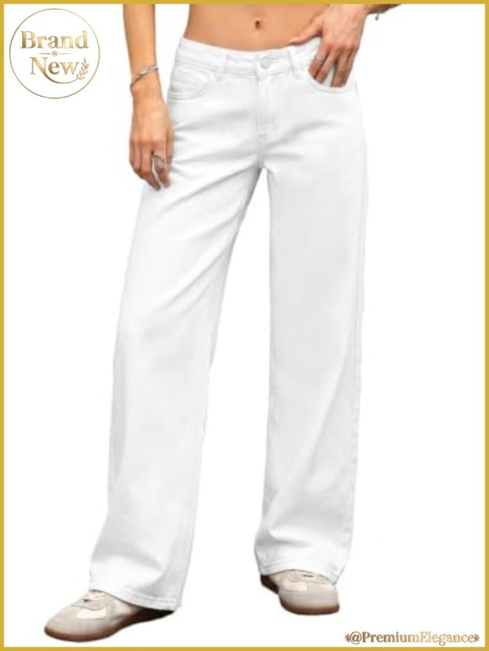 Low Rise Baggy Jeans for Women Straight Leg Stretchy Cotton Denim Pants